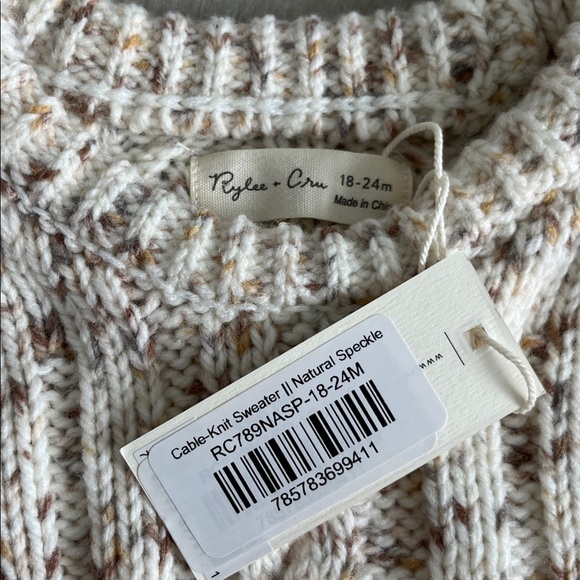 Rylee + Cru Cable Knit Sweater Top Pullover Neutral 18-24 M‎ NWT Winter Classic - Picture 9 of 11
